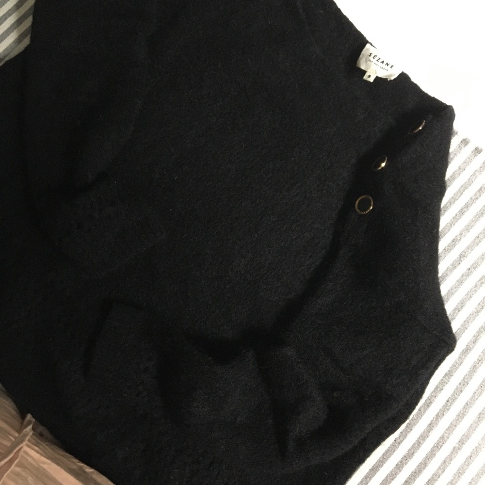 Sezane Black Crew Neck Sweater - Picture 4 of 9
